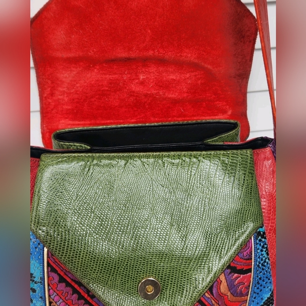 Sharif Multicolor Red Blue Purple Crossbody Bag - Picture 13 of 16